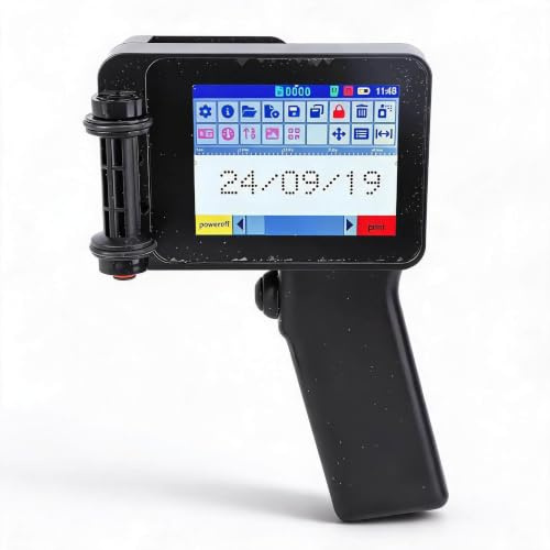 Bewinner Stampante a Getto D'inchiostro Portatile con Touch Screen HD 4,3 Pollici, Pistola Portatile per Stampante con Codice QR e Codice a Barre per etichette su