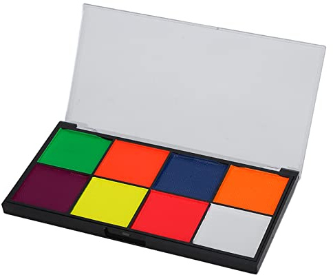 SUPYINI Fluorescent Body Painting Palette with 8 Bright Colors Professional Body Paint Neon Palette for Halloween, Suitable for Children and Adults, Easy to Use, Fast Drying