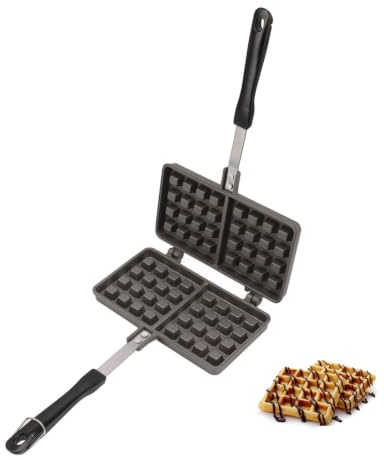 Macchina per waffle da piano cottura, stampo per torta portatile in alluminio con padella antiaderente con fondo piatto per tostapane, colazione