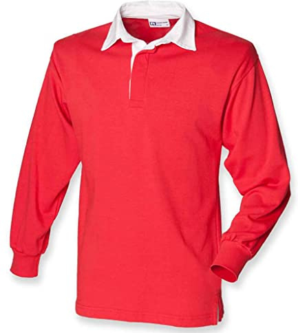 Front Row - Camiseta de rugby de manga larga rojo Red/White Large