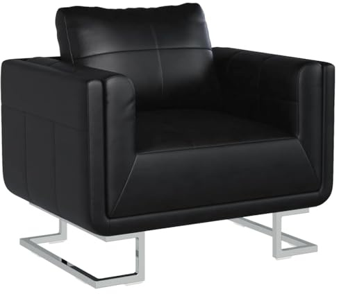 vidaXL Poltrona in cuoio nero di alta qualità con i piedi cromati