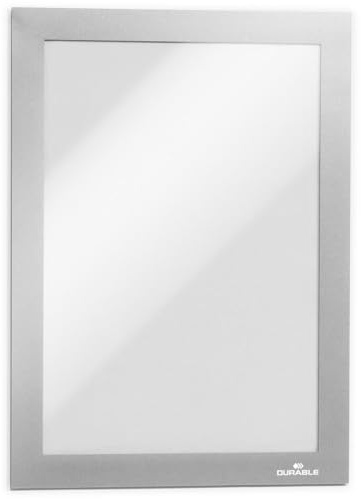Durable Magnetic Display Frame Duraframe A5, Pack of 5, Silver | Sign Holder for Fridges, Whiteboard and Metal Boards, Swap Inserts in Seconds, Strong Magnetic Hold, Made in Poland