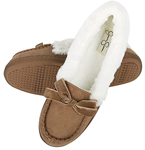 Jessica Simpson Womens Micro Suede Moccasin Indoor Outdoor Slipper Shoe,Cinnamon,Medium
