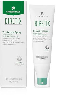 Biretix Tri Active Spray Anti-imperfecciones, Previene Y Corrige Granos Y Marcas De Acné Corporal, Sin Color