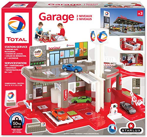 STARLUX – Garage Total avec Station-Service Complète 2 Niveaux– Dès 3 Ans – Fabriqué en Europe (Garage 2 Niveaux)