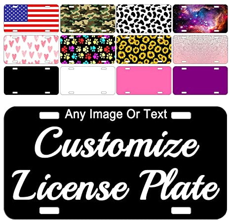 Matrículas personalizadas para la parte delantera del coche de 6 x 12 pulgadas, placa de aluminio personalizada de metal con nombre y texto