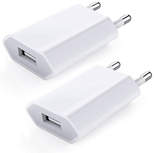 USB Ladegerät 2-Pack USB Netzteil Ladestecker 5V-1A Universal Stecker Adapter Steckdose Stromadapter Netzstecker Ladestecker kompatibel für iPhone 12/13/11/X/8/7, Samsung Galaxy, Huawei, Handy - Weiß