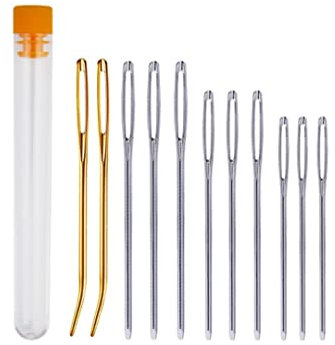 YSTrillion 11 Stück 3 Größen Stumpfe Nadeln mit Großen Augen,Stopfnadeln Sticknadel Stumpf für Hand nähen Leder Handwerk