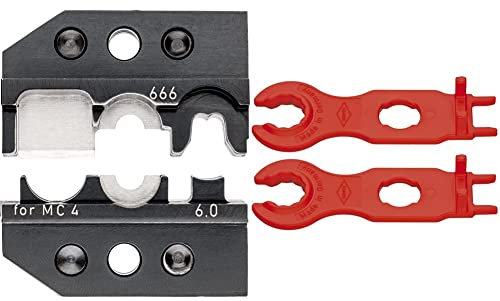 Knipex Crimpeinsatz für Solar-Steckverbinder MC4 schneiden - abisolieren - crimpen 97 49 66 6 & Montagewerkzeug-Set für Solar-Steckverbinder MC4 115 mm 97 49 66 2