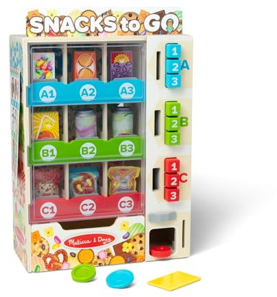 Melissa & Doug - Verkaufsautomaten Spielset, 19-teilig, Mit Snacks, Getränken und Münzen, Lern- und Rollenspielzeug, Für Kinder ab 3 Jahren