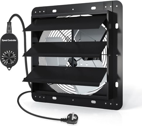 Aygrochy 300mm regelbar abluftventilator, Industrie Wandventilator 1520m³/h, Belüftung und Kühlung für Gewächshäuser, Garagen Loft und Küche.