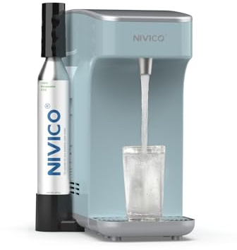 NIVICO Soda Maker, macchina per acqua frizzante ghiacciata, refrigeratore d'acqua, compatibile con cilindro di CO2 da 60 L a vite (non incluso), gasatore con serbatoio dell'acqua da 1,5 l, touch
