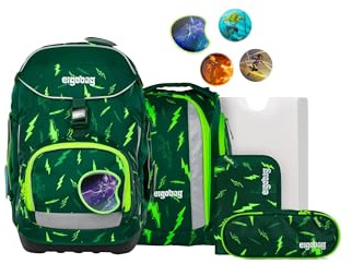 ergobag Pack Set ergonomischer Schulrucksack flexibel 6-teilig Set 1. Klasse Grundschule für Mädchen und Jungen