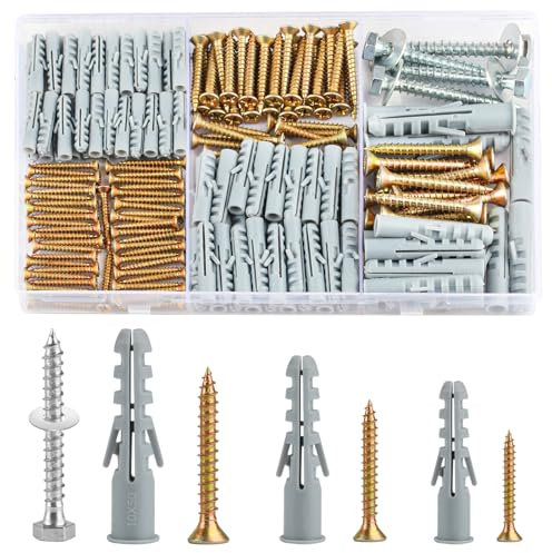 228 PcsTacos para Pladur y Tornillos Autorroscantes, Tacos Pared para Madera, Tacos y Tornillos Pladur Universales para Hormigón Ladrillo Paneles de Yeso