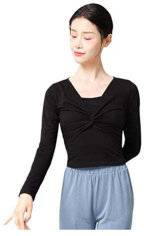 MNBFC Scaldacuore Danza Bambina Top da Balletto Donna Giacca da Danza Classica Top da Danza Top Avvolgente Top Coat Camicia da Ballo a Maniche Lunghe in Cotone for Donna(Black,L Height 165-170cm)