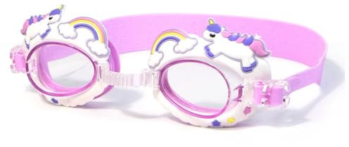 EIROVYA schwimmbrillen für Kinder schwimmmaske Kinder UV-Schutz Anti-Fog Beschichtung für Kids Mädchen Jungen, Einhorn, 1 Stück