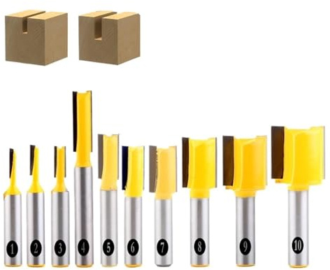 DAISHUJIE Fraise à défoncer Jeu de Fraises à rainurer Droites à Tige de 8 mm, 1 pièce, diamètre: 3,2, 3,4, 5, 8, 10, 12, 14, 18 et 20 mm.(8NO(19))