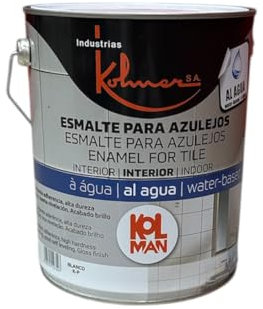 IPLISA Esmalte especial Azulejos para Cocina y Baños. Color Blanco Brillo. Base agua. IndustriasKolmerSA 4L