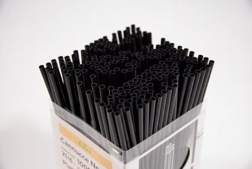1000 Cannucce Nere Biodegradabili - lunghe 21 cm x 6 mm - Cannucce compostabili uguali a quelle di plastica adatte per cocktail, bar e catering. Resistenti fino a 40 gradi