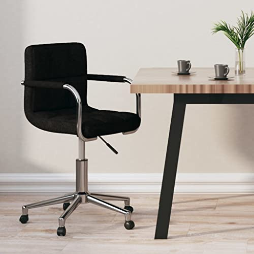 Kaloriko Chaise de bureau pivotante en tissu noir avec vérin à gaz, réglable en hauteur et pivotante à 360 °, chaise de travail ergonomique avec roulettes pour bureau à domicile, bureau, jeu et bureau