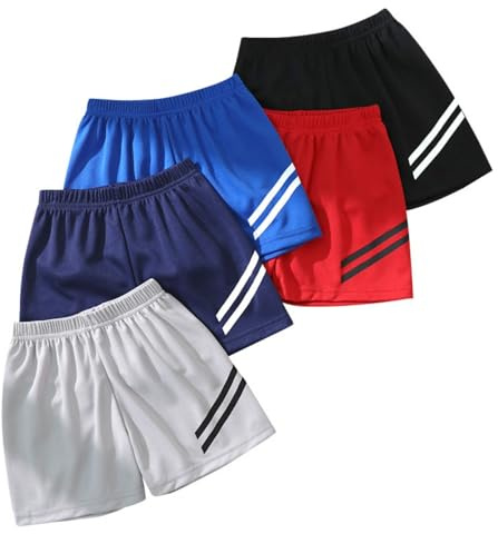 Boys Summer Shorts 5-Pack for Active Play, Breathable Cotton Blend with Elastic Waistband, Comfort Fit for Toddler Kids Youth Ages 2-8 Years, Assorted Colors (Other, 2-3 Years)