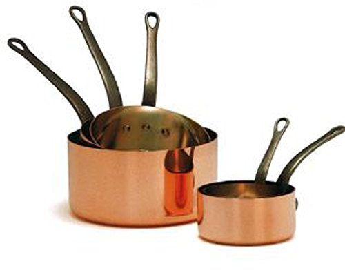 Baumalu - 5-teiliges Set aus glatten Kupfertöpfen - massives Kupfer, unbeschichtet - für alle Herdarten außer Induktion - Fester Gussgriff - - Ø12-20cm - Kupfer