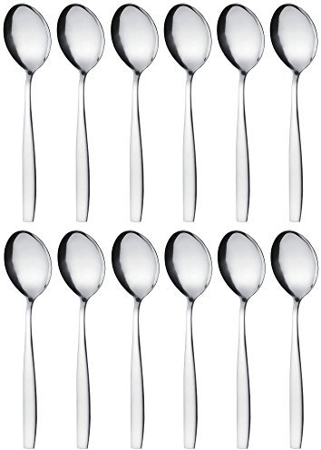 GRÄWE Tafellöffel 12 Stück, 18,5 cm, Suppenlöffel aus rostfreiem Edelstahl, 12er Pack, handpoliert, spülmaschinengeeignet – Serie Königstein