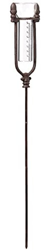 KALALOU Rustikaler Regenmesser aus Gusseisen, dekorativ, Eichel-Regenmesser, braun, 81,3 cm