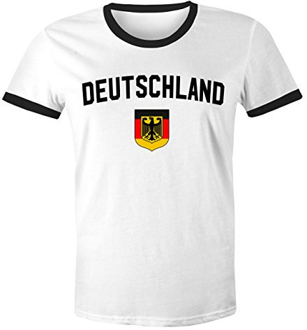 Klassisches Herren WM-Shirt Deutschland Flagge Retro Trikot-Look Fan-Shirt weiß-schwarz XL