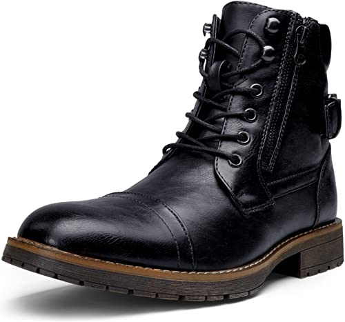 Vostey Men's Boots Black Boots for Men Casual Boots Motorcycle Combat Ankle Dress Boots Mens (BMY678A black 12)