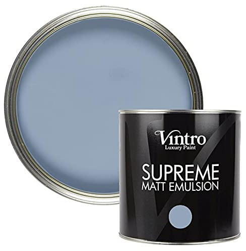 Vintro Paint | Blue Matt Emulsion | Luxury Wall & Ceiling Paint | Smooth Chalk Finish | 2.5L (Morocco)