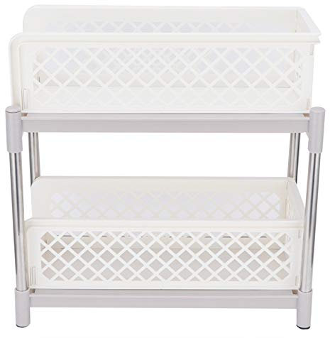 Garosa Étagère De Rangement pour Armoires Coulissantes à 2 Couches, Organisateur D'armoires sous évier avec Tiroir De Rangement Coulissant Panier Rangement Salle De Bains