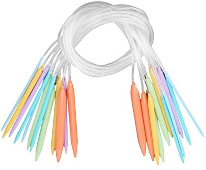 Tnfeeon Kit de Agujas de 12 Piezas Kit de Agujas de Tejer de Tubo Circular Juego de Agujas de suéter Plástico Multicolor(80CM)