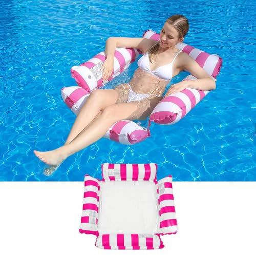 Hamac Gonflable Piscine,Bow-Noeud Hamac Gonflable,Matelas Gonflable Flottant,Pliable Hamac d'eau,Hamac d'eau 4 en 1,Les Meilleurs Cadeaux d'été pour Adultes et Enfants (Rose)