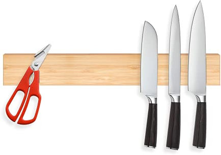 Magnetic Knife Strips Bamboo 40cm(16 Inch) Magnetic Knife Storage Strip, Multipurpose Magnetic Knife Rack, Kitchen Utensil Holder, Tools Holder, Magnetic Knife Holder