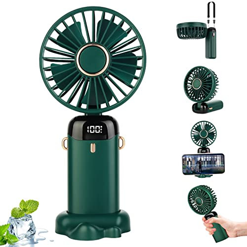 JOPHEK Mini Ventilateur USB Portatif, Ventilateur A Main 5000mAh avec Tablette D'aromathérapie, Vert