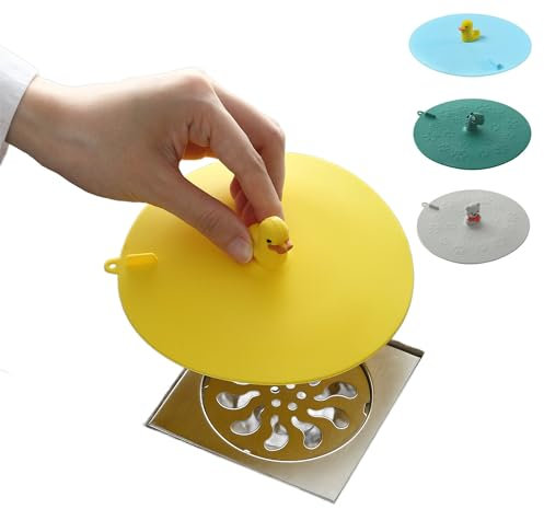 MAOYONG Silikon Ablaufstopfen für Dusche und Wanne - Flache Saugnapfabdeckung, Deo-Bodenablauf, Anti-Kakerlaken Schutz, Ideal für Küche, Badezimmer und Wäsche Gelb