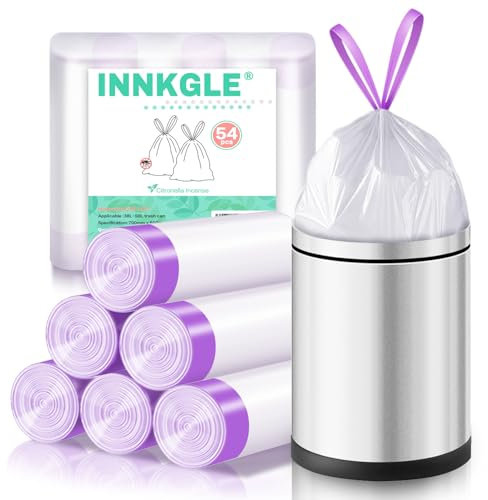 INNKGLE Bin Bags 30-50L Bin Liners White Drawstring Biodegradable Trash Bags with Fresh Scent,No-Tear Feature, Durable & Leak-Proof Waste Bags, 60x70cm, Biodegradable Rubbish Bags for Multi-Scene Use