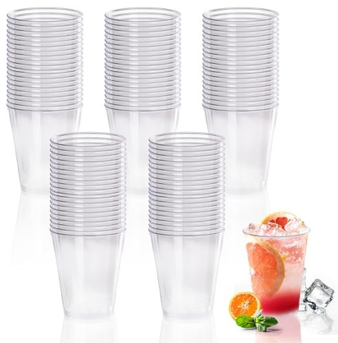 Gucass 100 vasos de plástico, 0,1 L, de plástico duro, reutilizables, vasos de plástico para fiestas, cócteles, para champán, cerveza, bebidas de plástico para fiestas, cumpleaños, bodas, 100 ml