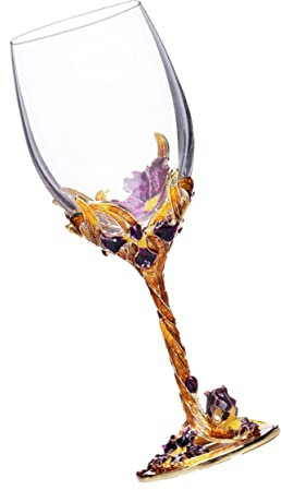 TOPBATHY Red Wine Glass Crystal Enamel Goblet Stemware Large Mouth for BBQ Bar Daily Meals