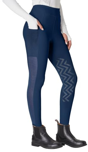 FitsT4 Sports Reithose Damen Reitleggings mit Kniebesatz rutschfest Sommer