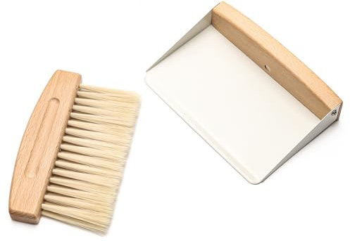 Bettoor Mini Kehrschaufel und Besen Set, Kleiner Handbesen und Kehrschaufel Set, Tragbare Reinigungsbürste und Metall Kehrschaufel für Desktop, Küche, Sofa, Tierpflege usw.