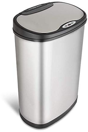 Rijoka Poubelle avec capteur double - 50 litres - 1x20 et 1x30 litres - Acier inoxydable argenté - Soft Close - Sans traces de doigts - Design moderne