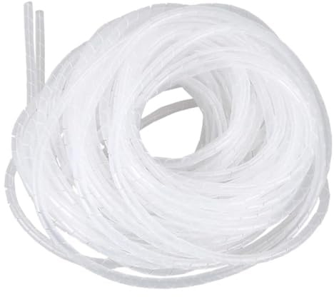 Banda enrolladora de Cables en Espiral 4 mm x 10 m, Color Blanco, Ideal para organizar y Proteger Cables y alambres.