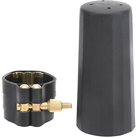 Alto Saxophone Mouthpiece Kit, PU Leather Ligature Fastener Plastic Cap White Boxed For Aaxophone Player JS01