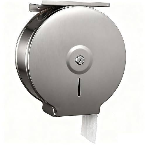 NICEME Distributeur de Serviettes en Acier Inoxydable verrouillable - Porte-Papier Toilette Professionnels - Diamètre 255mm Broche 40mm - Argenté