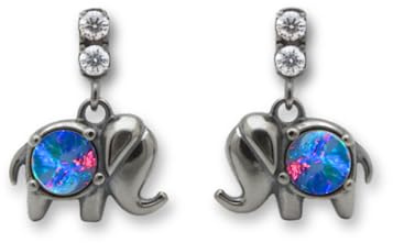 Liberty Angels - Vero orecchino nero opale – portafortuna – Orecchini da donna in argento 925 con rivestimento in rodio in stile vintage – gioielli opale – ciondolo opale – opaldoublette australiana