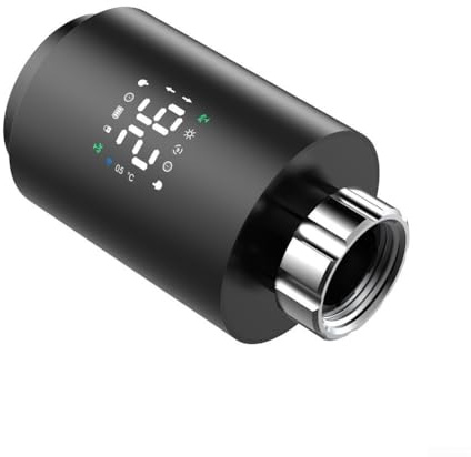 Zigbee per valvola termostato per radiatore compatibile con Tuya, controllo del riscaldamento programmabile con app telecomando, modalità multiple di temperatura (nero)