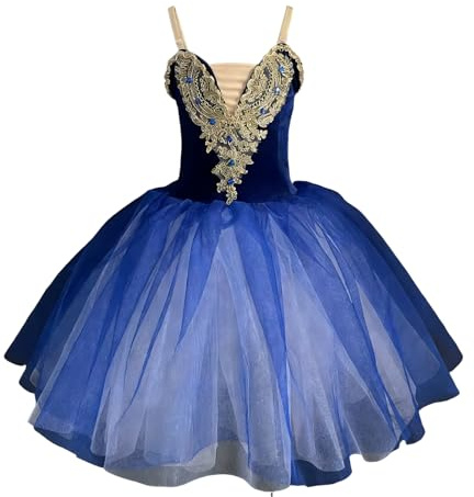 Vestito da Balletto per Bambine, tutù con Paillettes, Gonna Senza Maniche, Body Balletto Costume Ballerina Completo Balletto Abito da Ginnastica Abito Competizione di Danza,D,130