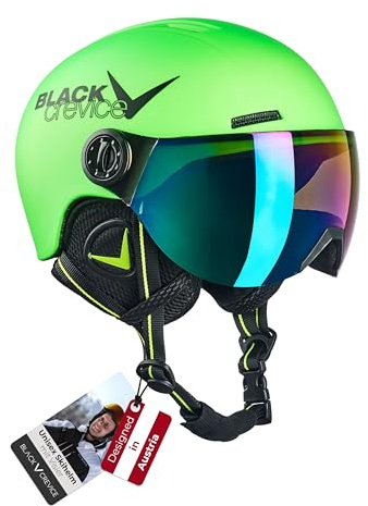 BLACK CREVICE Casco de esquí para niños Leogang I Casco esquí con viseraestilo piloto I Casco Snowboard para niños y niñas I Casco esquí Transpirable I Tamaño Ajustable